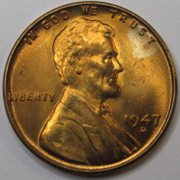 1947 D Lincoln Wheat Cent - antique Denver mintmark American unriculated wheat penny