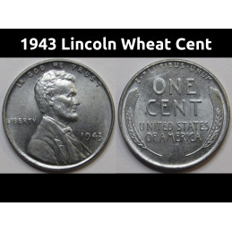1943 Lincoln Wheat Cent - antique historic WW2 era steel wheat penny