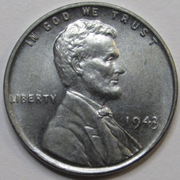 1943 Lincoln Wheat Cent - antique historic WW2 era steel wheat penny