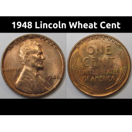 1948 Lincoln Wheat Cent - antique uncirculated American wheat penny