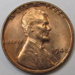 1948 Lincoln Wheat Cent - antique uncirculated American wheat penny