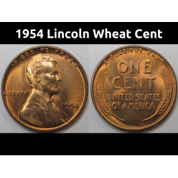 1954 Lincoln Wheat Cent - gem uncirculated American wheat penny coin
