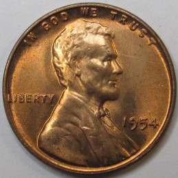 1954 Lincoln Wheat Cent - gem uncirculated American wheat penny coin