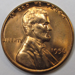1956 Lincoln Wheat Cent - antique gem uncirculated American wheat penny