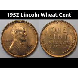 1952 Lincoln Wheat Cent - vintage uncirculated American wheat penny