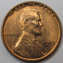 1952 Lincoln Wheat Cent - vintage uncirculated American wheat penny
