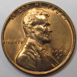 1958 D Lincoln Wheat Cent - antique final year of issue uncirculated American wheat penny
