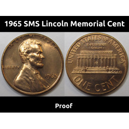 1965 SMS Lincoln Memorial Cent - uncirculated Special Mint Set prooflike penny