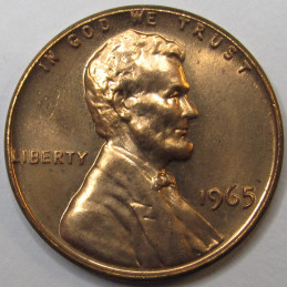 1965 SMS Lincoln Memorial Cent - uncirculated Special Mint Set prooflike penny