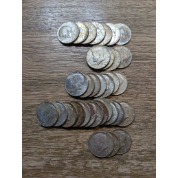 Lot of 34 1965-1969 40% Silver JFK Half Dollars - collectible silver coins
