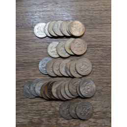 Lot of 34 1965-1969 40% Silver JFK Half Dollars - collectible silver coins