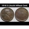 1918 S Lincoln Wheat Cent - antique San Francisco mintmark higher grade American penny