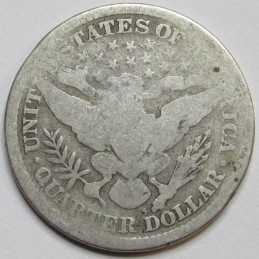 1893 S Barber Quarter - antique San Francisco mintmark silver quarter