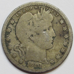 1910 Barber Quarter - antique teens era American silver quarter