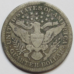 1910 Barber Quarter - antique teens era American silver quarter