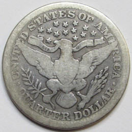 1912 Barber Quarter - antique American silver quarter coin