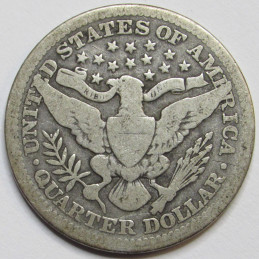 1912 Barber Quarter - antique American silver coin