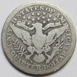 1914 Barber Quarter - antique American silver quarter