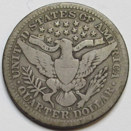 1916 D Barber Quarter - antique better condition American silver quarter