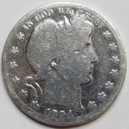1894 O Barber Half Dollar - better date New Orleans mint silver coin