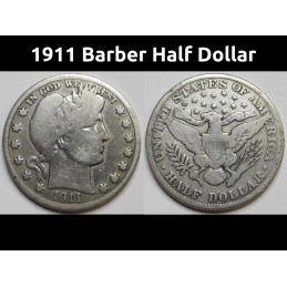 1911 Barber Half Dollar - antique American silver half dollar
