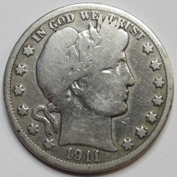 1911 Barber Half Dollar - antique American silver half dollar