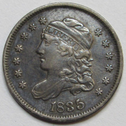 1835 Capped Bust Half Dime - antique small early American five cent silver coin