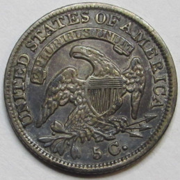 1835 Capped Bust Half Dime - antique small early American five cent silver coin