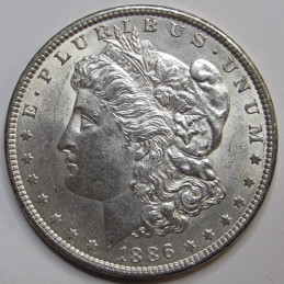 1886 Morgan Dollar - antique uncirculated Wild West era American silver dollar