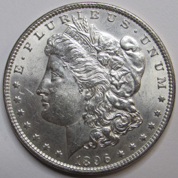 1896 Morgan Dollar - antique uncirculated American silver dollar coin
