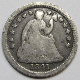 1841 O Seated Liberty Half Dime - antique New Orleans mint small silver coin