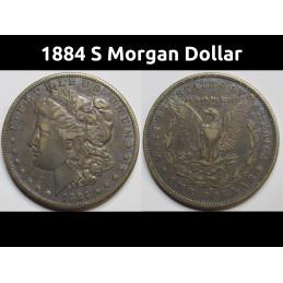 1884 S Morgan Dollar - antique San Francisco mintmark better date silver dollar