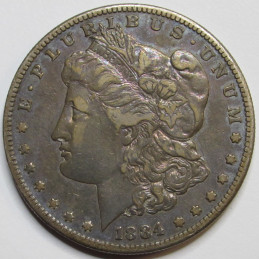 1884 S Morgan Dollar - antique San Francisco mintmark better date silver dollar