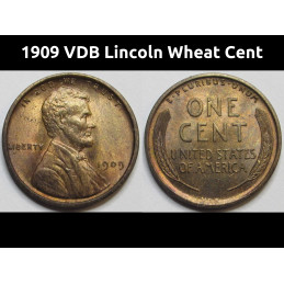 1909 VDB Lincoln Wheat Cent - antique beautiful uncirculated first year of issue penny