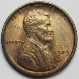 1909 VDB Lincoln Wheat Cent - antique beautiful uncirculated first year of issue penny