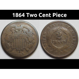 1864 Two Cent Piece - antique Civil War era copper odd denomination coin