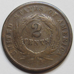1864 Two Cent Piece - antique Civil War era copper odd denomination coin