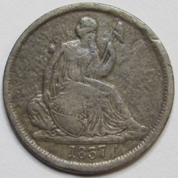 1837 Seated Liberty Dime - antique early date American silver dime