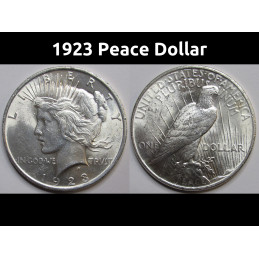 1923 Peace Dollar - antique beautiful uncirculated American silver dollar