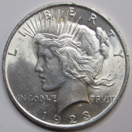 1923 Peace Dollar - antique beautiful uncirculated American silver dollar