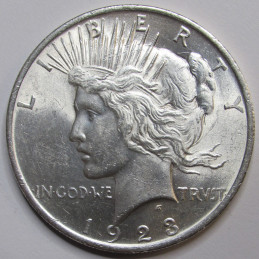 1923 Peace Dollar - antique uncirculated American silver dollar