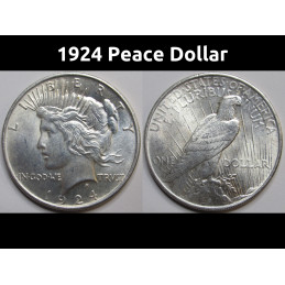 1924 Peace Dollar - antique uncirculated American silver dollar coin
