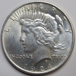 1924 Peace Dollar - antique uncirculated American silver dollar coin