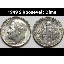 1949 S Roosevelt Dime - uncirculated key date San Francisco mintmark silver dime