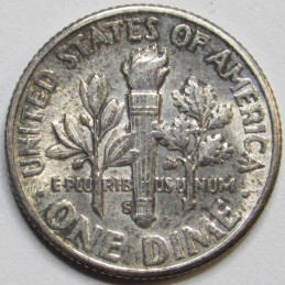 1949 S Roosevelt Dime - uncirculated key date San Francisco mintmark silver dime