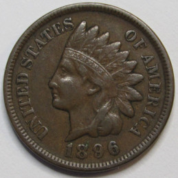 1896 Indian Head Cent - better grade early date American Indian penny
