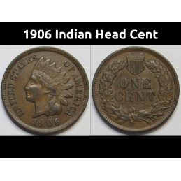 1906 Indian Head Cent - antique better condition American Indian penny