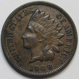 1908 Indian Head Cent - antique later date better condition penny