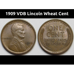 1909 VDB Lincoln Wheat Cent - antique nice condition first year of issue penny