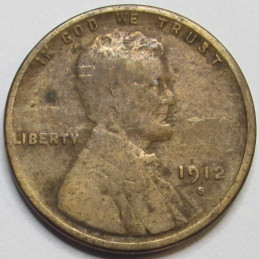 1912 S Lincoln Wheat Cent - antique San Francisco mintmark better date penny